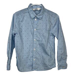 H&M Boys Size 6 Blue Star Print Long Sleeve Button Down Shirt